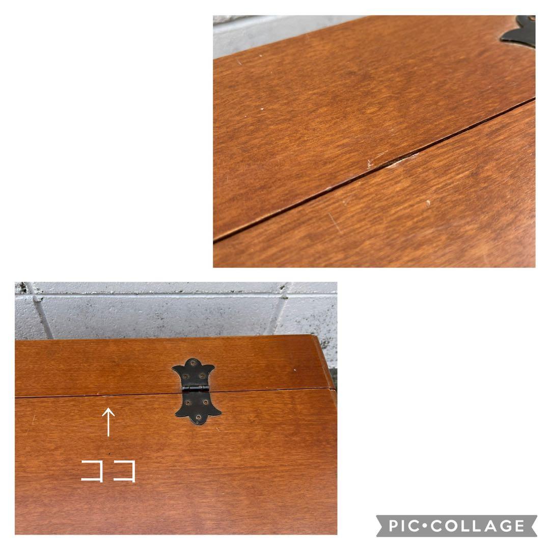 古家具ビンテージ品◾️アンティーク象嵌デザイン 木製ベンチチェスト 木製家具