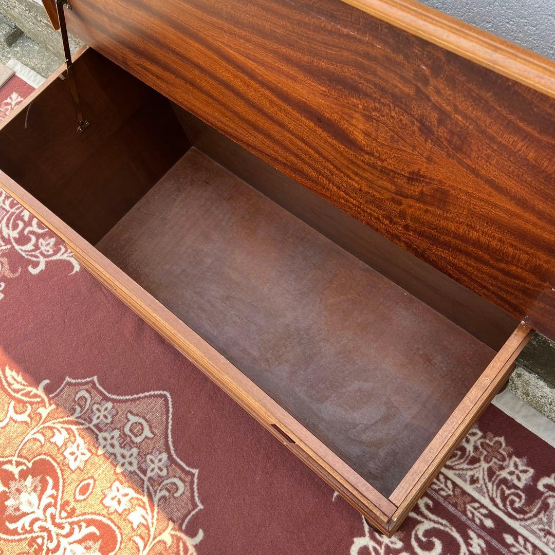 古家具ビンテージ品◾️アンティーク象嵌デザイン 木製ベンチチェスト 木製家具