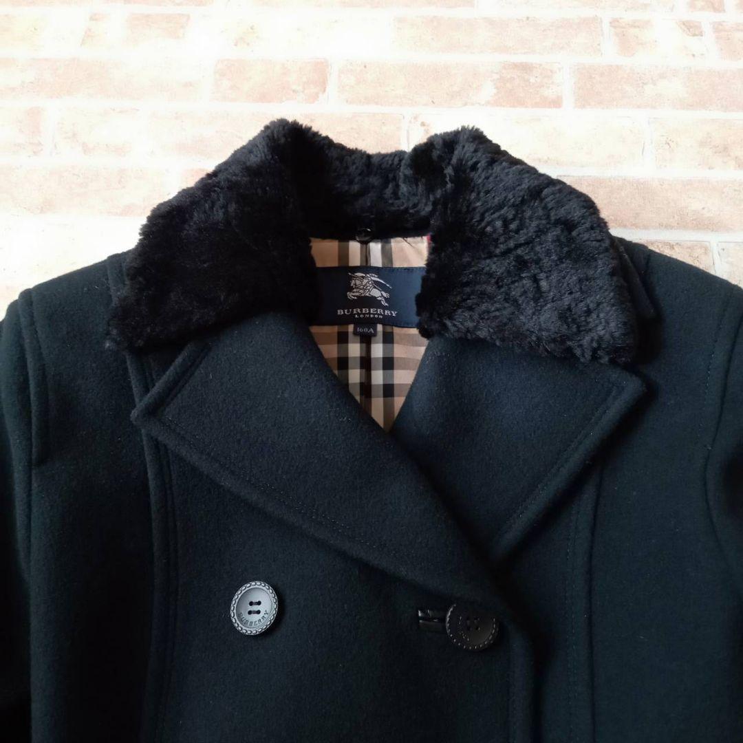 【未使用】バーバリーロンドン　Pコート　アンゴラ混　ノバチェック　160cm