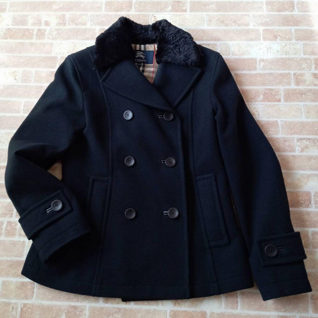 【未使用】バーバリーロンドン　Pコート　アンゴラ混　ノバチェック　160cm
