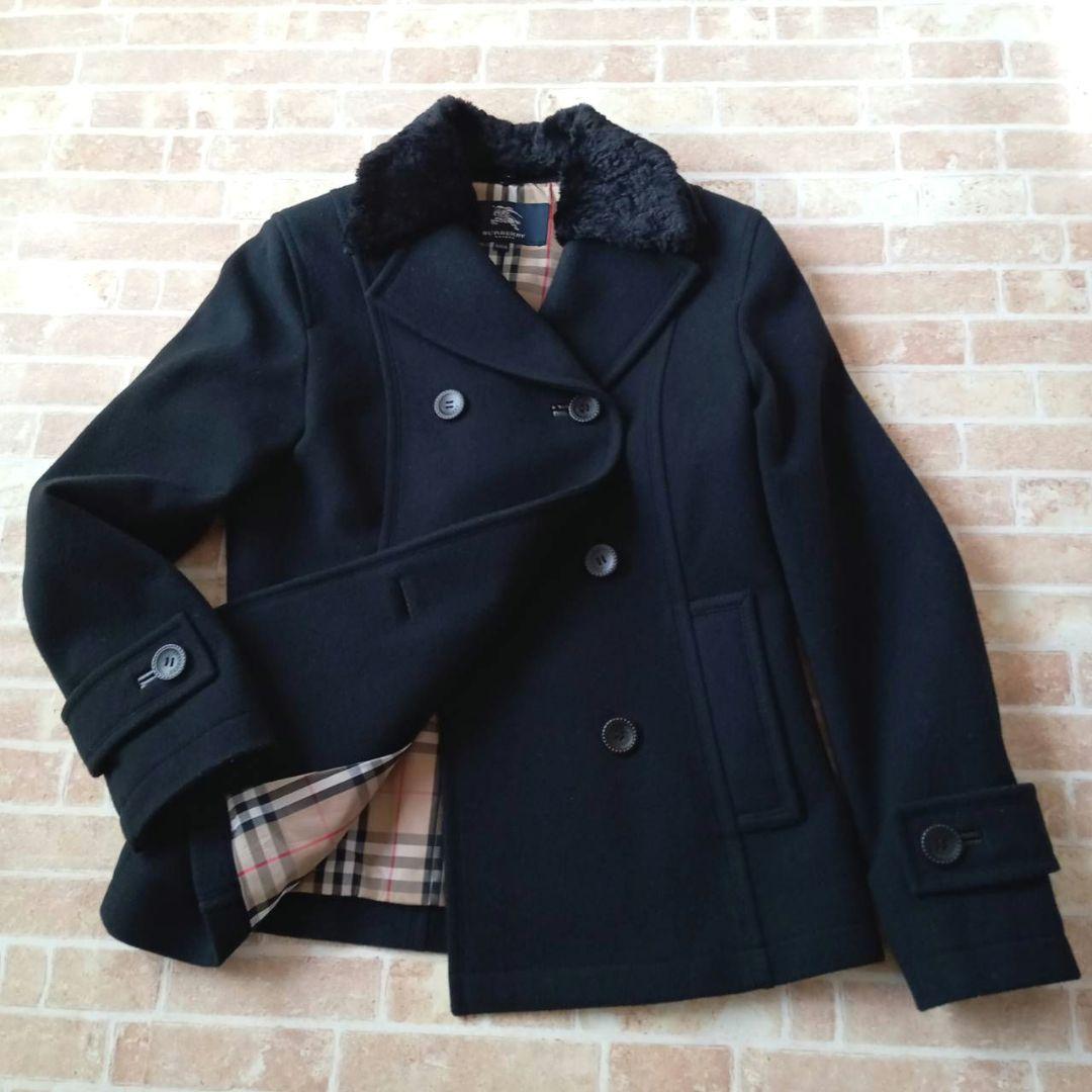 【未使用】バーバリーロンドン　Pコート　アンゴラ混　ノバチェック　160cm