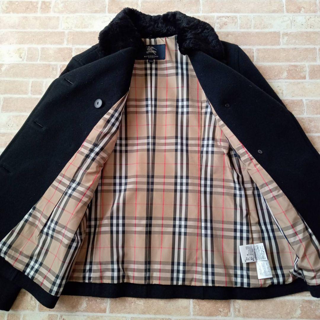 【未使用】バーバリーロンドン　Pコート　アンゴラ混　ノバチェック　160cm
