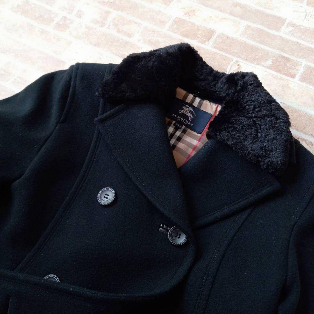 【未使用】バーバリーロンドン　Pコート　アンゴラ混　ノバチェック　160cm