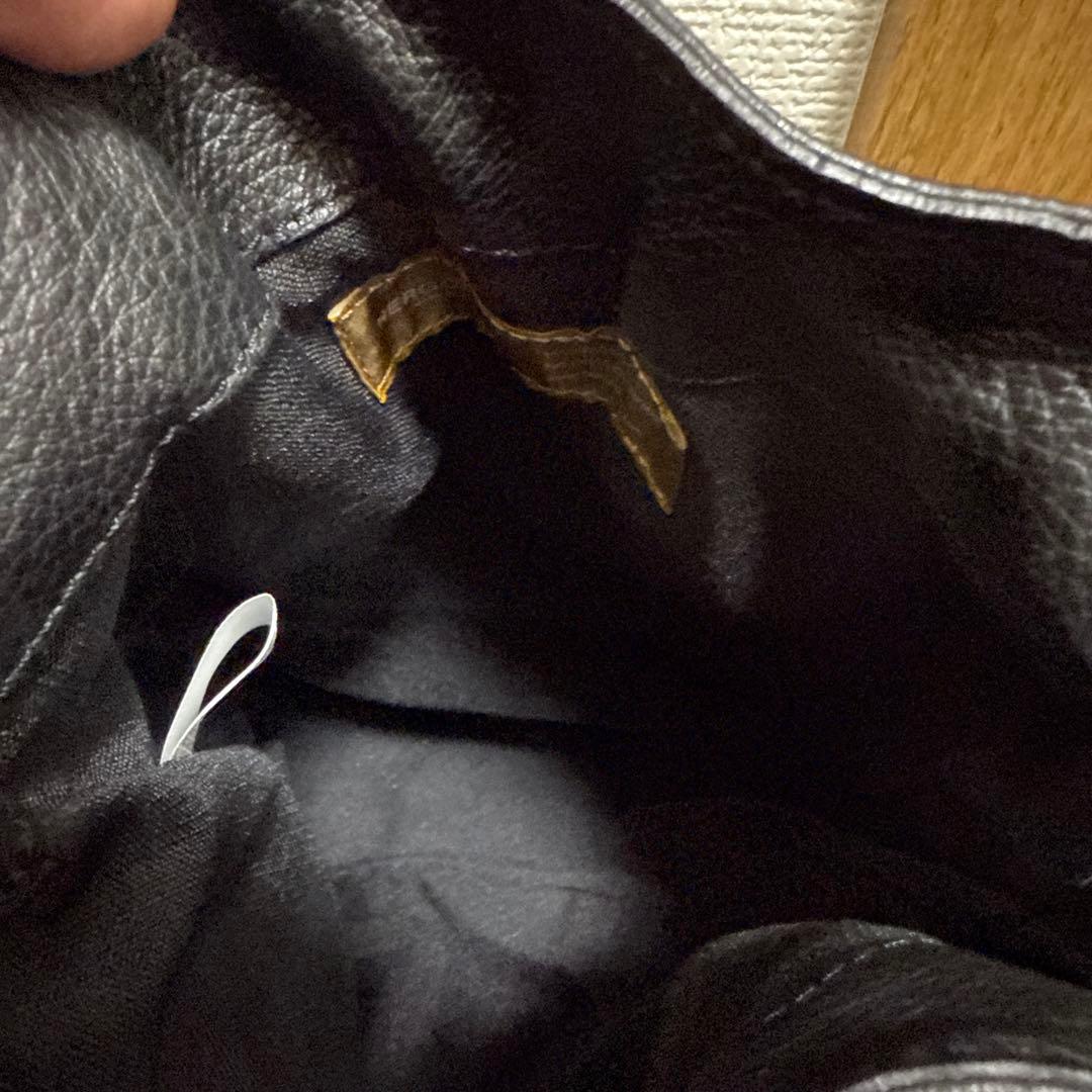 HERGOPOCH ソフトシュリンクレザー 巾着ポーチ　黒