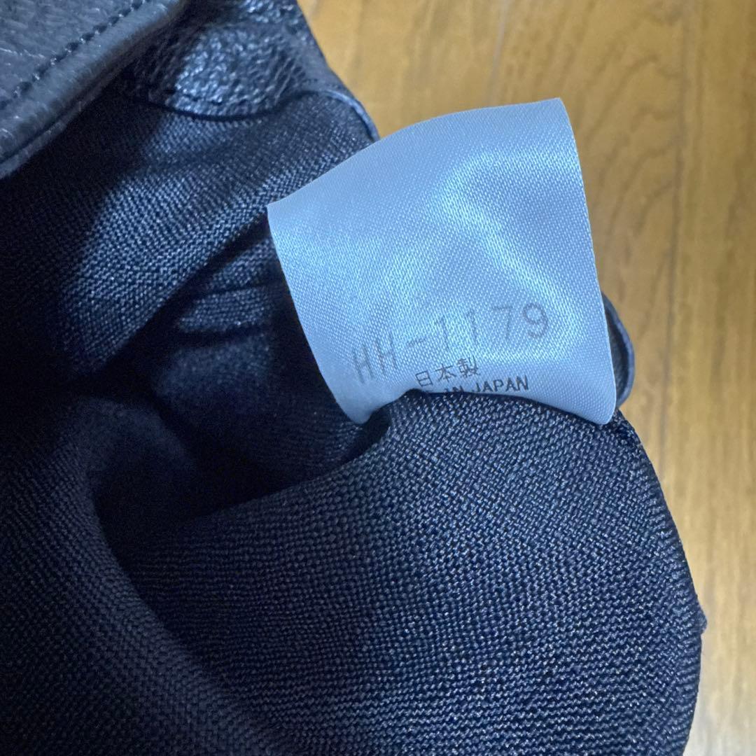 HERGOPOCH ソフトシュリンクレザー 巾着ポーチ　黒