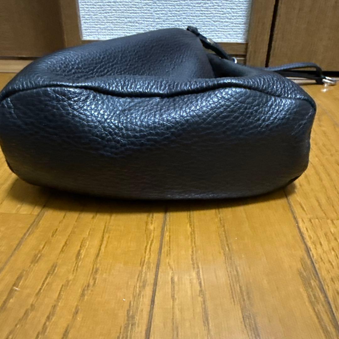 HERGOPOCH ソフトシュリンクレザー 巾着ポーチ　黒