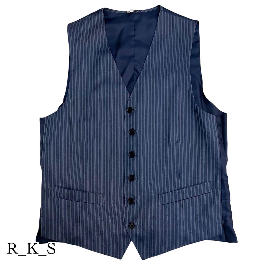 Tenoras ティノラス ストライプ スリーピース スーツ L ブルーグレー