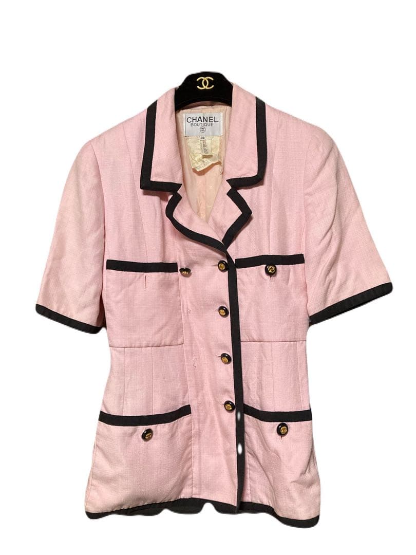 シャネル　ヴィンテージ　ジャケット　ピンク　38 ココマーク