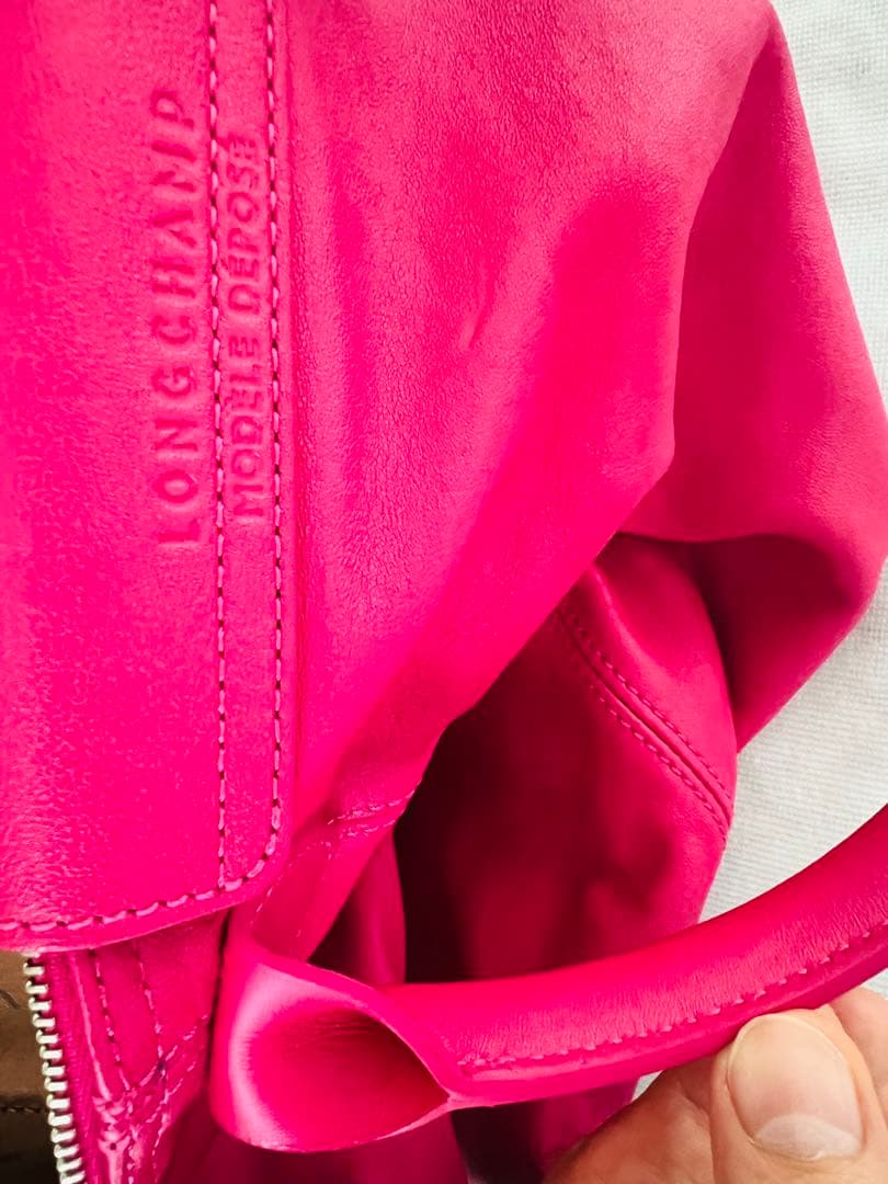 ロンシャン　リアルレザー　本革　ピンクレザーショルダーバッグ