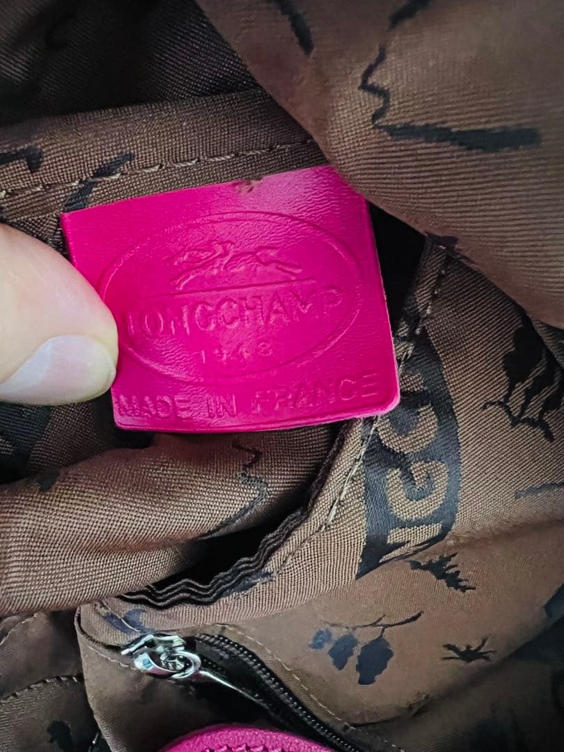 ロンシャン　リアルレザー　本革　ピンクレザーショルダーバッグ