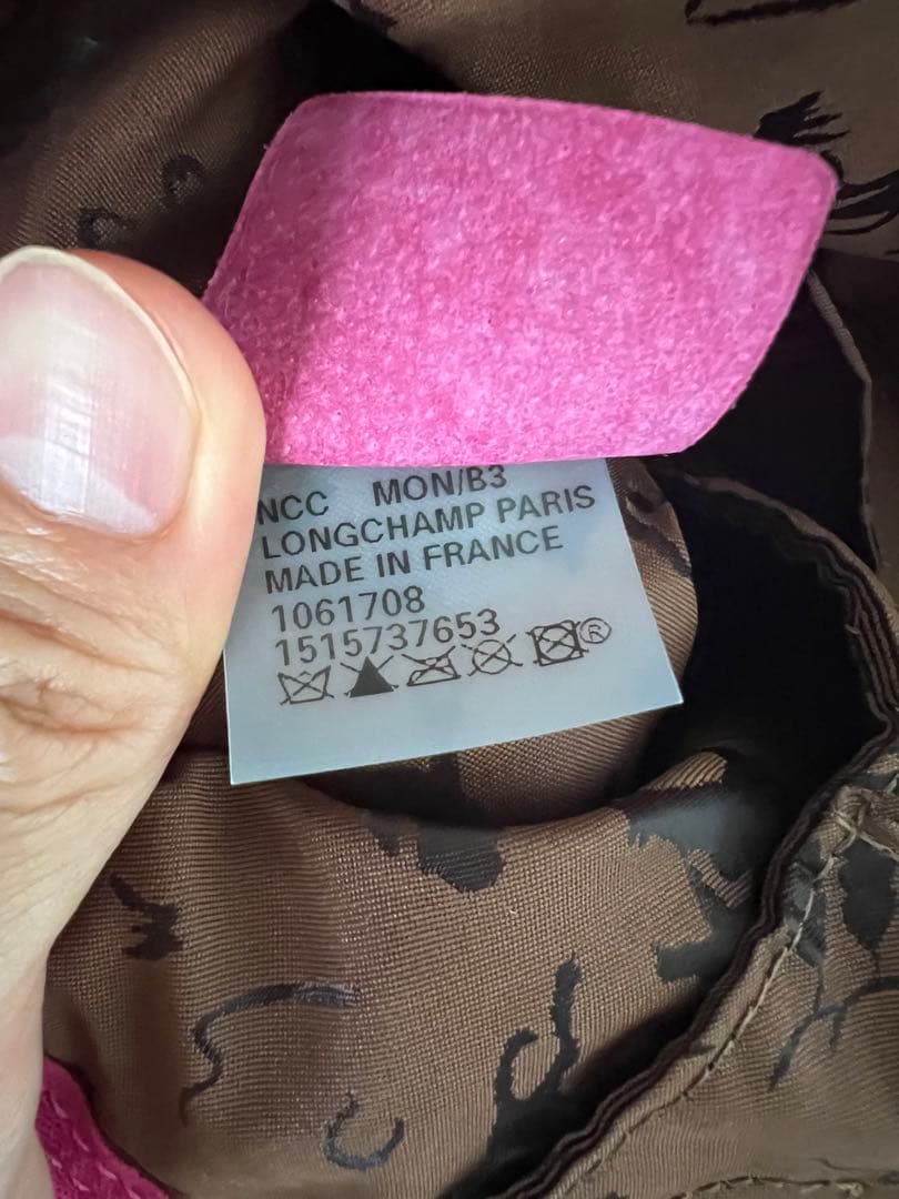 ロンシャン　リアルレザー　本革　ピンクレザーショルダーバッグ