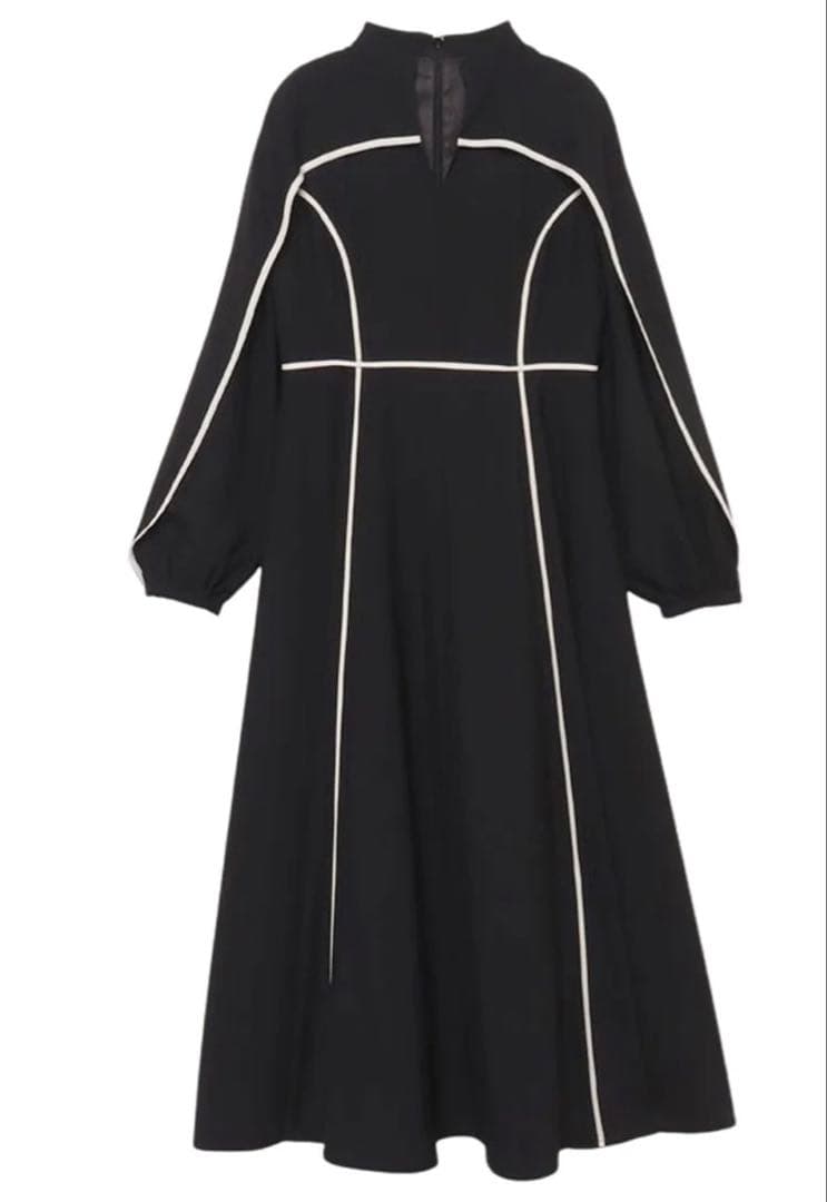 バイカラートリミングデザインワンピース