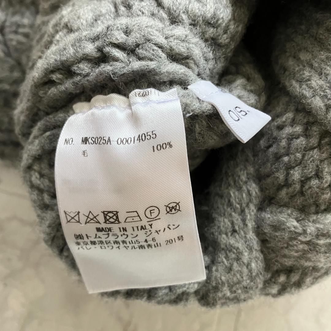 美品◎THOM BROWNE ケーブル編み マフラー 大判 グレー