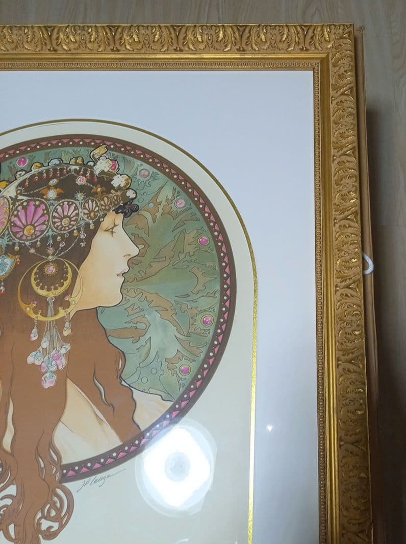 アルフォンス・ミュシャ ブルネット 内袋付き リトグラフ