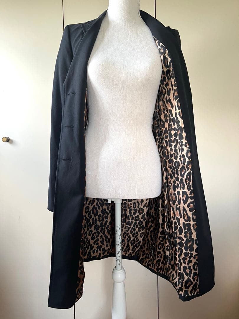 ドルチェ&ガッバーナ ロングジャケットコート 38 裏地レオパード ブラック