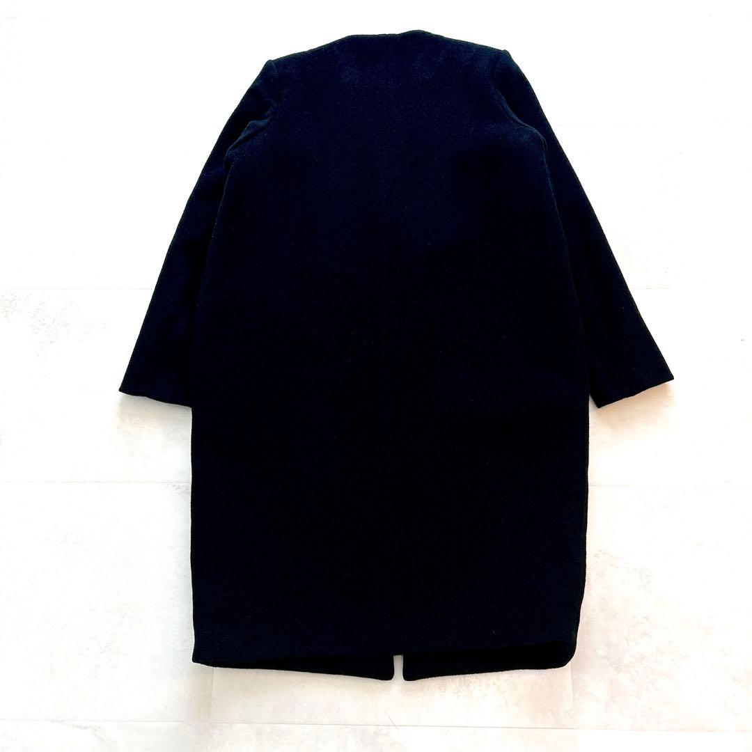 人気✨エンフォルド　ウールリバーバイカラーコート　ノーカラー　ダブルフェイス　M