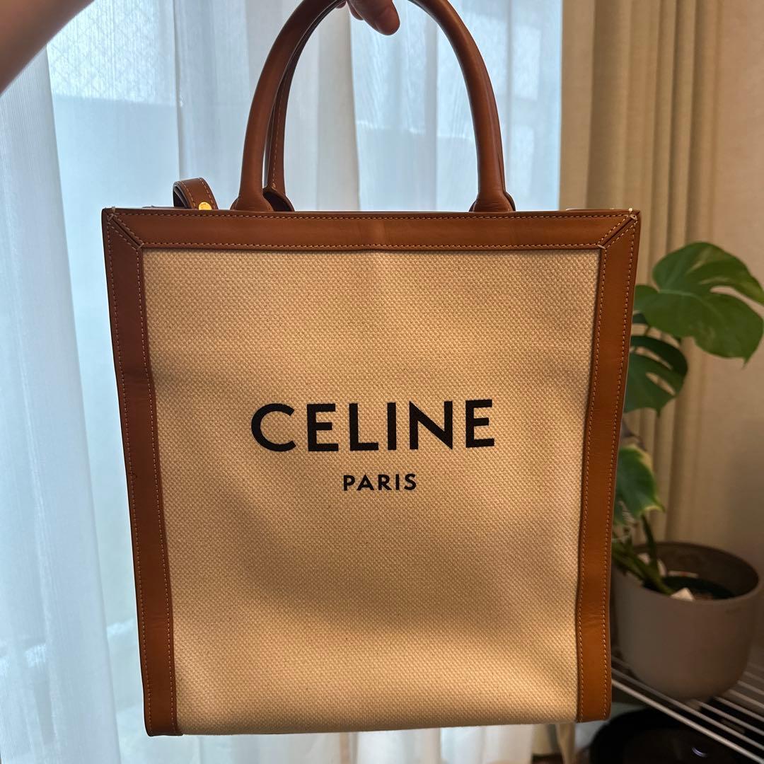 セリーヌ トートバッグ スモール バーティカル カバ レザー/キャンバス