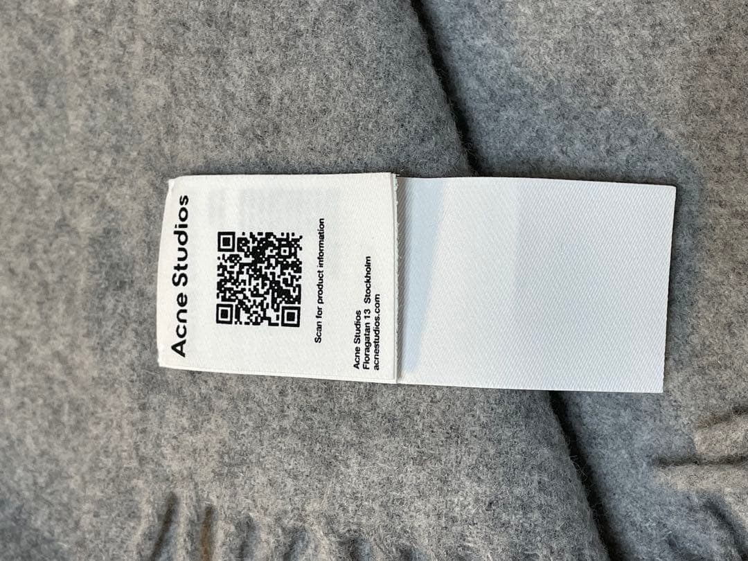 Acne Studios フリンジウールスカーフ ナロー ライトグレーメランジ