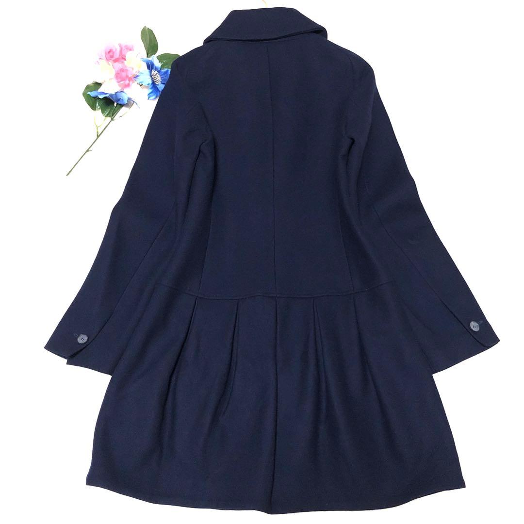 未使用級　マックス&コー　チェスターコート　フリル　ドット　ダークネイビー　40