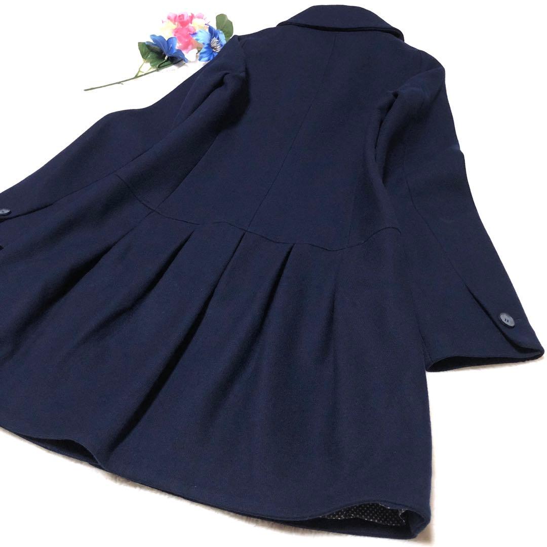 未使用級　マックス&コー　チェスターコート　フリル　ドット　ダークネイビー　40