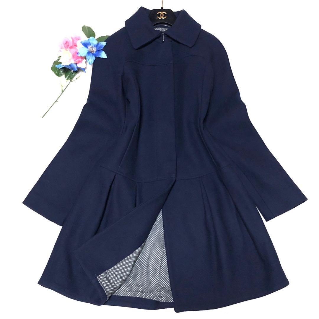 未使用級　マックス&コー　チェスターコート　フリル　ドット　ダークネイビー　40