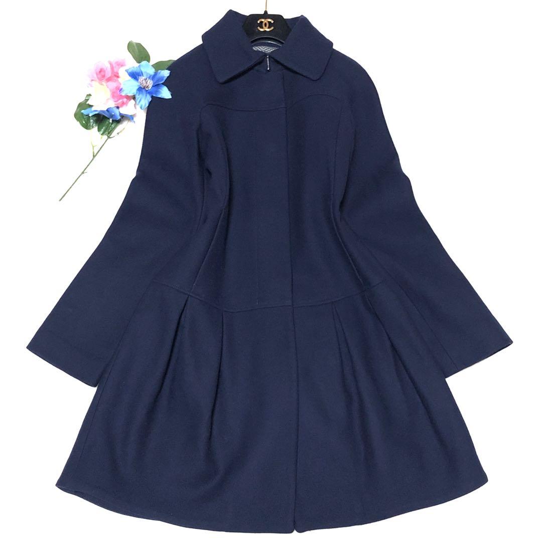 未使用級　マックス&コー　チェスターコート　フリル　ドット　ダークネイビー　40