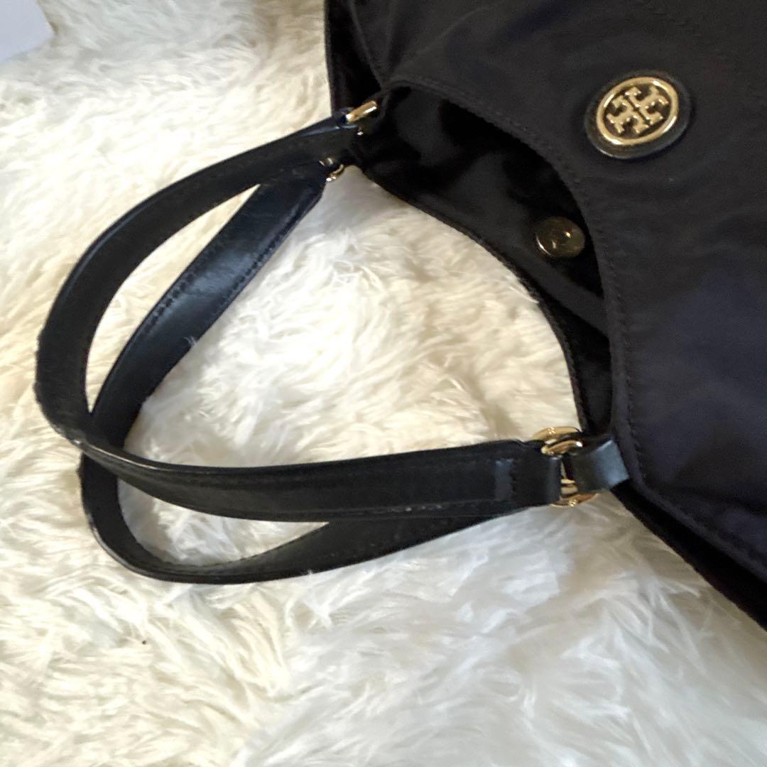 らーこ 美品 トリーバーチ トートバッグ ハンドバッグ ゴールドロゴ 黒
