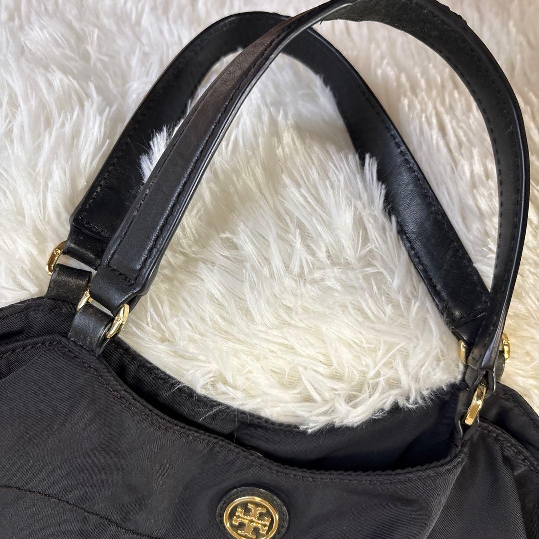 らーこ 美品 トリーバーチ トートバッグ ハンドバッグ ゴールドロゴ 黒