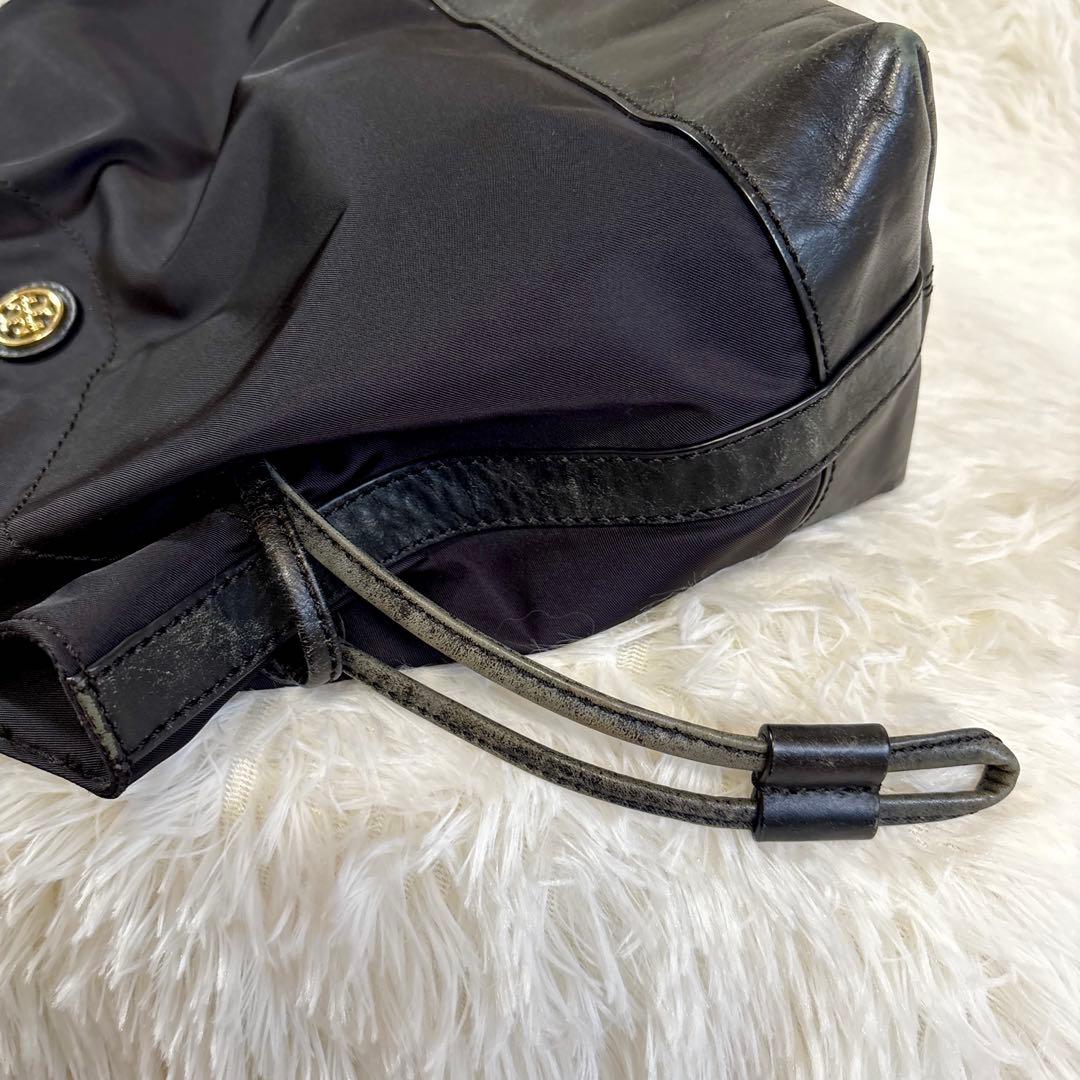 らーこ 美品 トリーバーチ トートバッグ ハンドバッグ ゴールドロゴ 黒