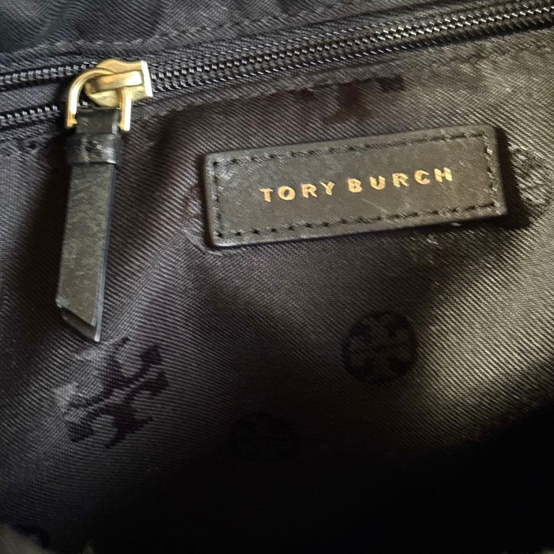 らーこ 美品 トリーバーチ トートバッグ ハンドバッグ ゴールドロゴ 黒