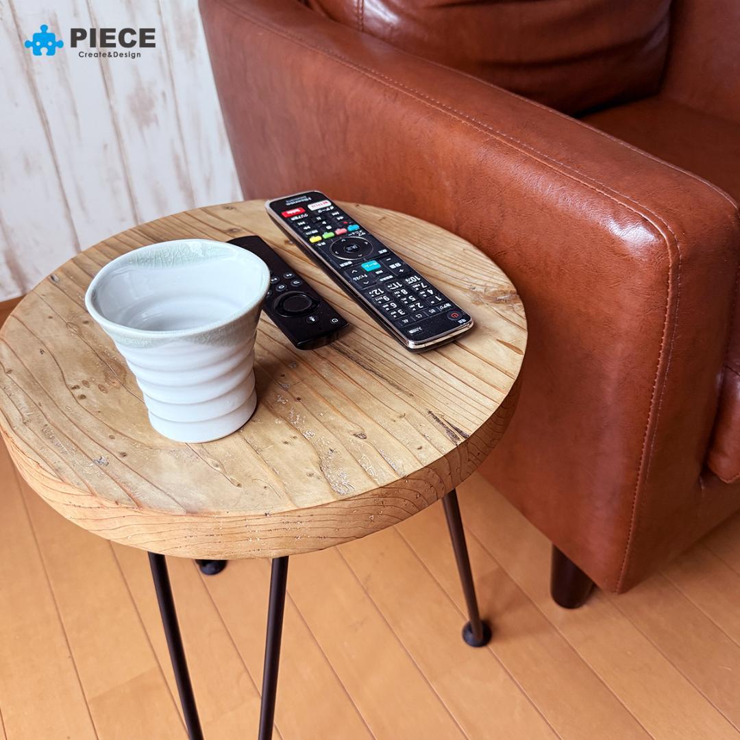 サイドテーブル 足場板古材 アイアン 丸型 35cm ヴィンテージ カフェ