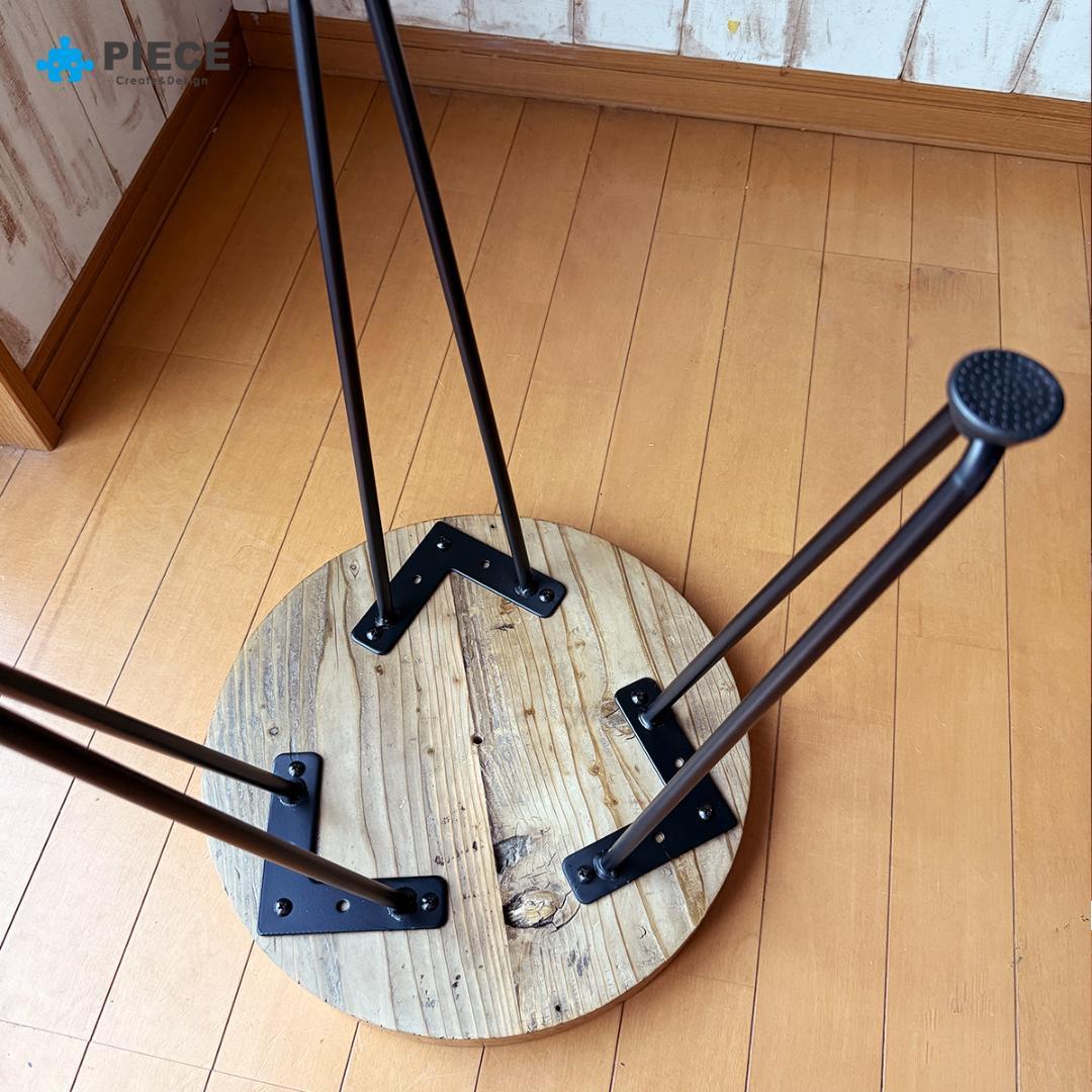 サイドテーブル 足場板古材 アイアン 丸型 35cm ヴィンテージ カフェ