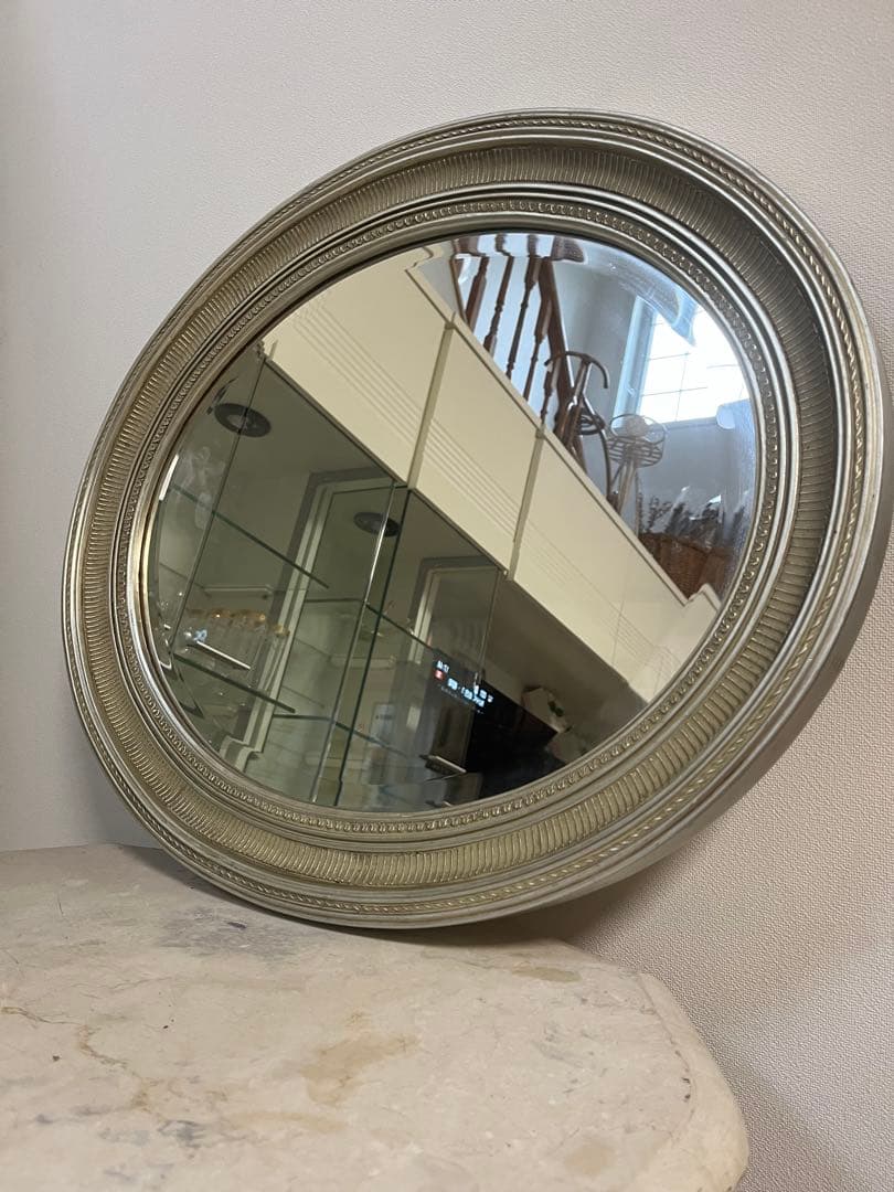 ITALY 楕円 鏡 ウォールミラー シルバー