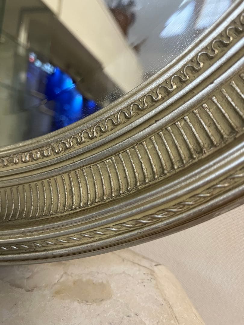 ITALY 楕円 鏡 ウォールミラー シルバー