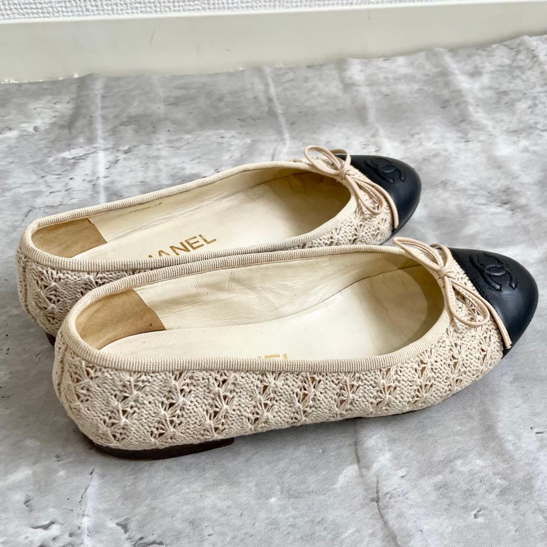 CHANEL バレエシューズ リボン ココマーク レース 35 1/2 23㎝