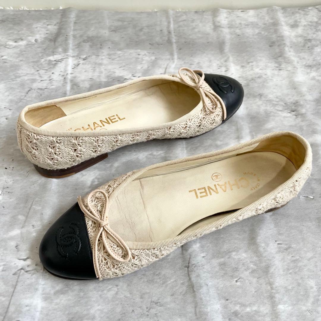 CHANEL バレエシューズ リボン ココマーク レース 35 1/2 23㎝