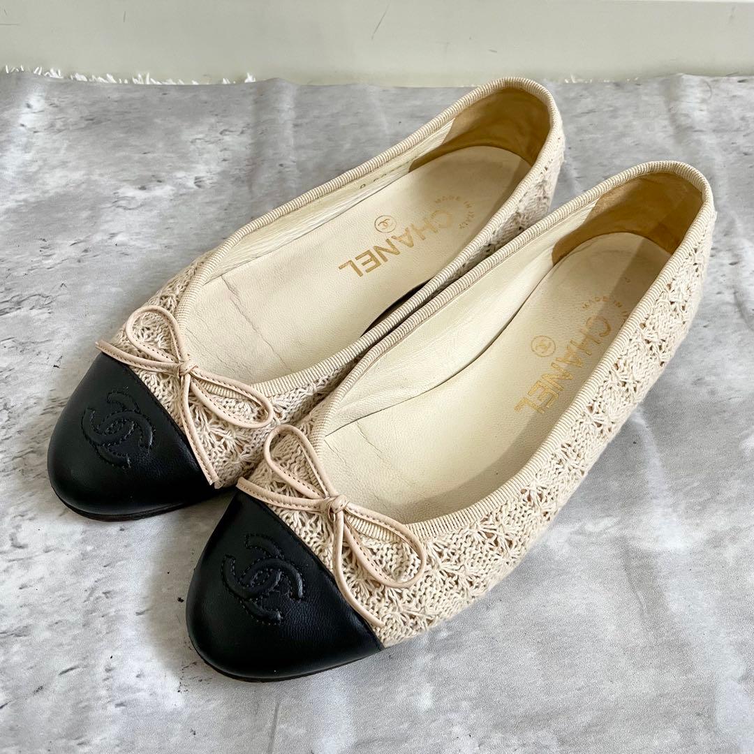 CHANEL バレエシューズ リボン ココマーク レース 35 1/2 23㎝
