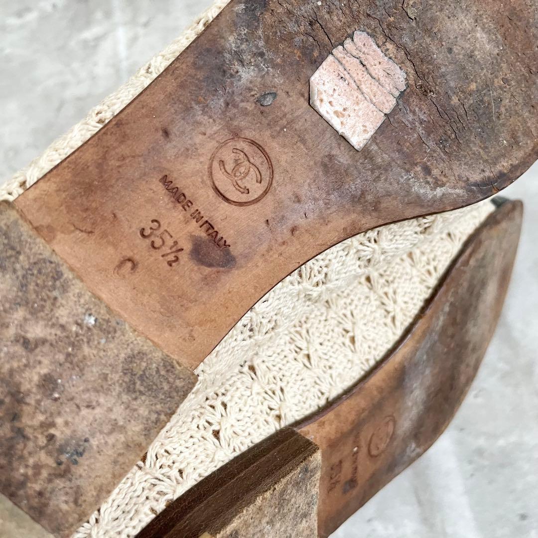 CHANEL バレエシューズ リボン ココマーク レース 35 1/2 23㎝
