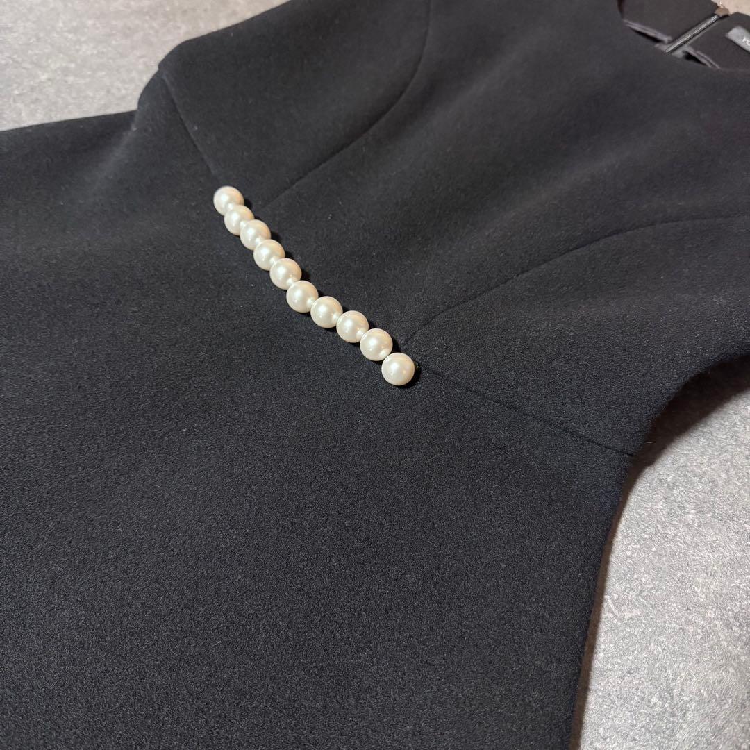 ヨーコチャン ワンピース パール 装飾 フレア ロング丈 ウール 38