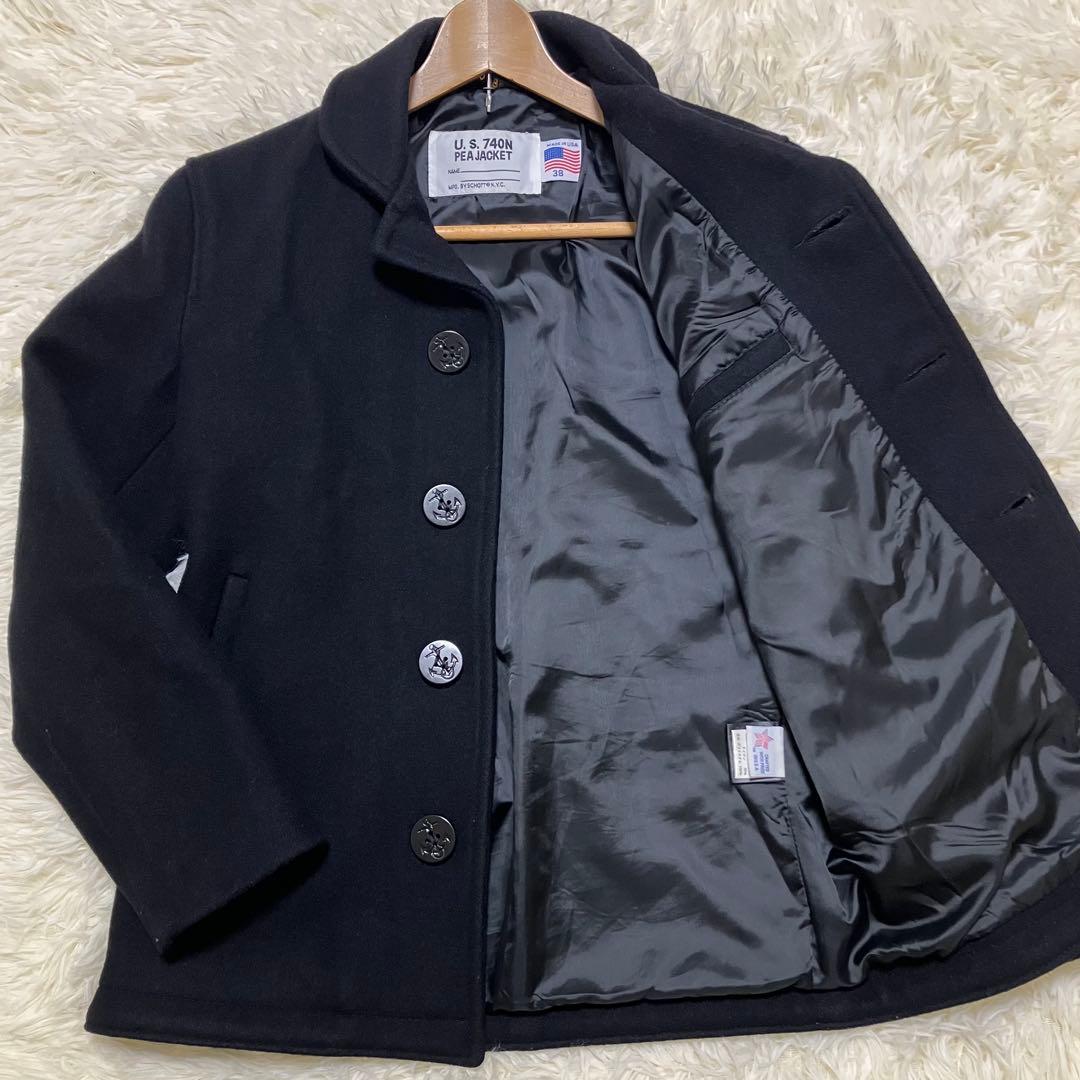 ショット ピーコート シングル USA製 U.S.740N ウール 黒 M〜L