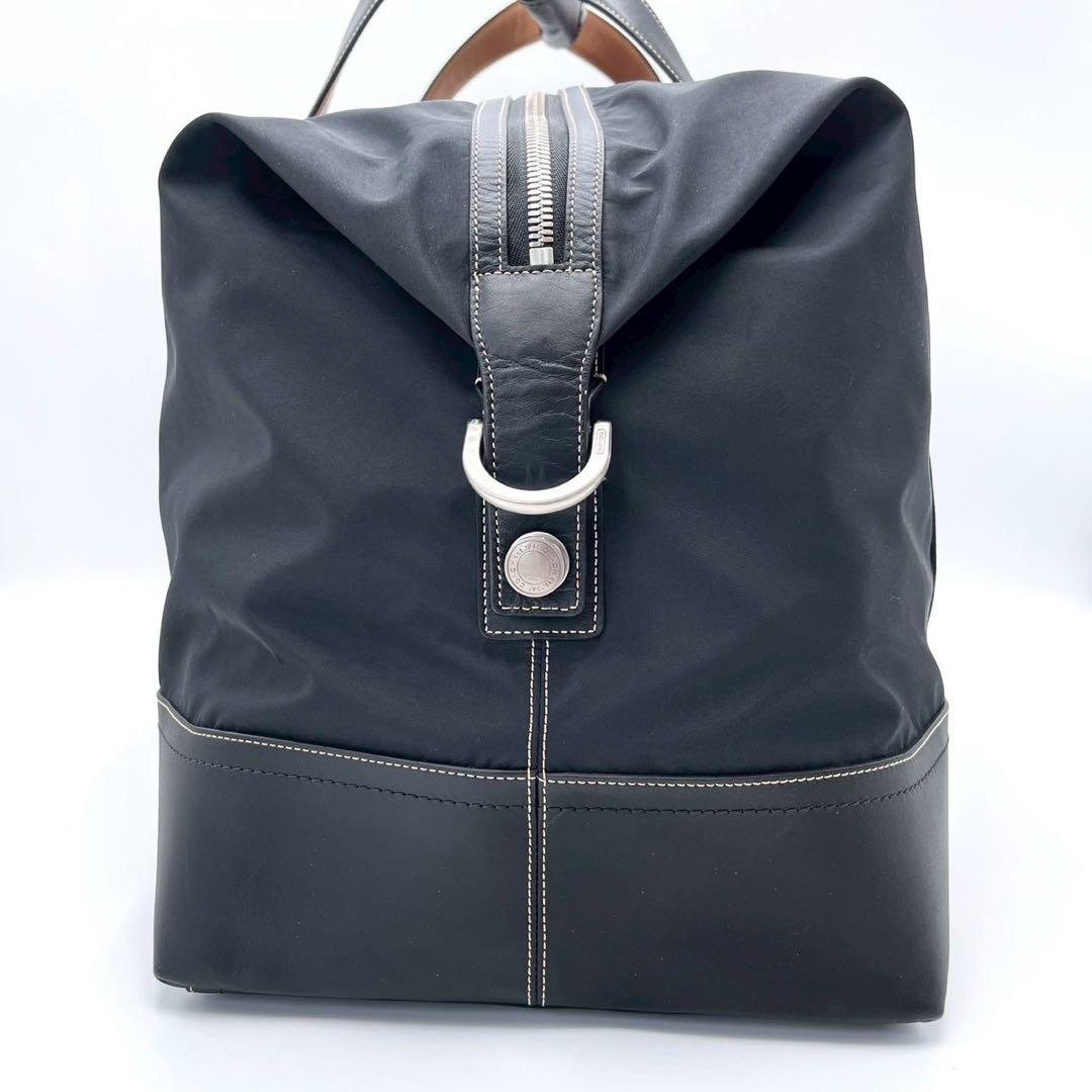 COACH コーチ ボストンバッグ 2way 大容量 ナイロン レザー 黒