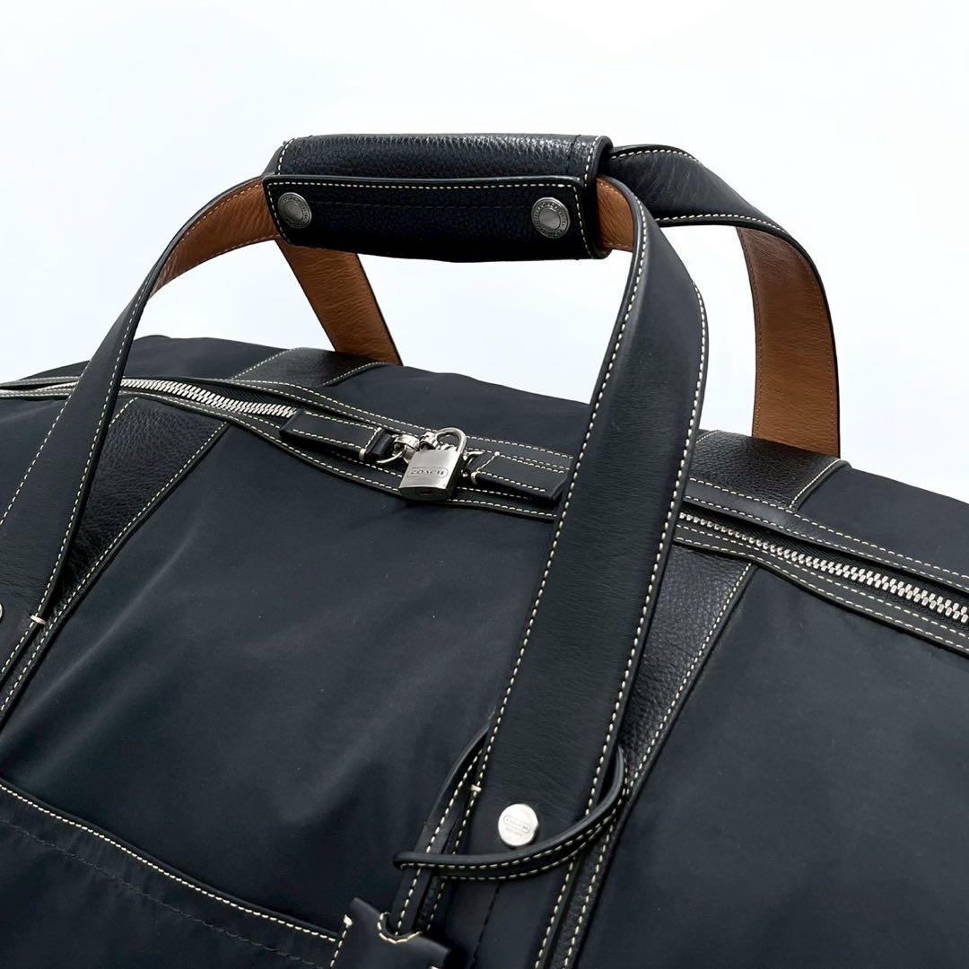 COACH コーチ ボストンバッグ 2way 大容量 ナイロン レザー 黒
