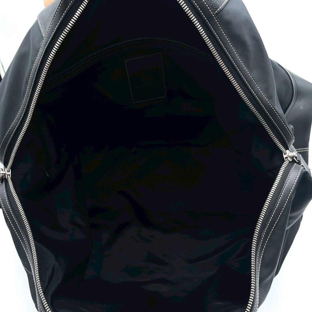 COACH コーチ ボストンバッグ 2way 大容量 ナイロン レザー 黒