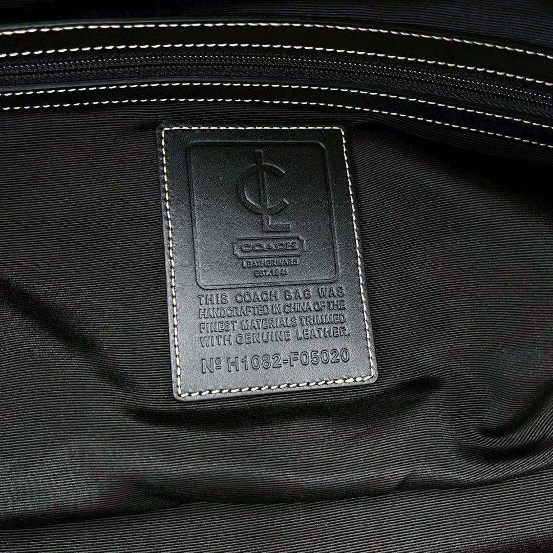 COACH コーチ ボストンバッグ 2way 大容量 ナイロン レザー 黒