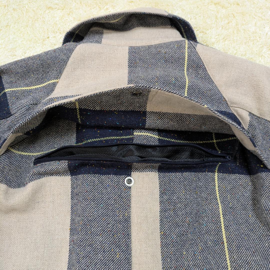 タグ付き MOTORCYCLE ウール チェック ライダース コート S