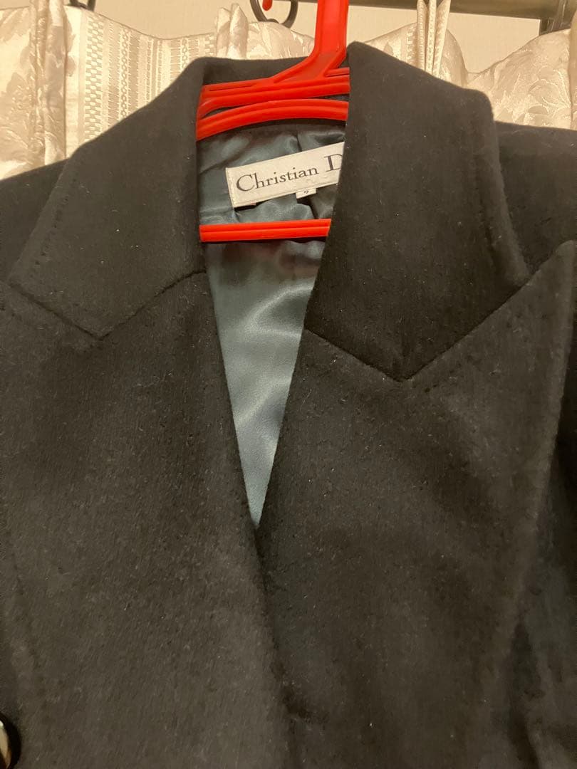 Christian Dior 黒 ダブルブレスト ロングコート　Mサイズ