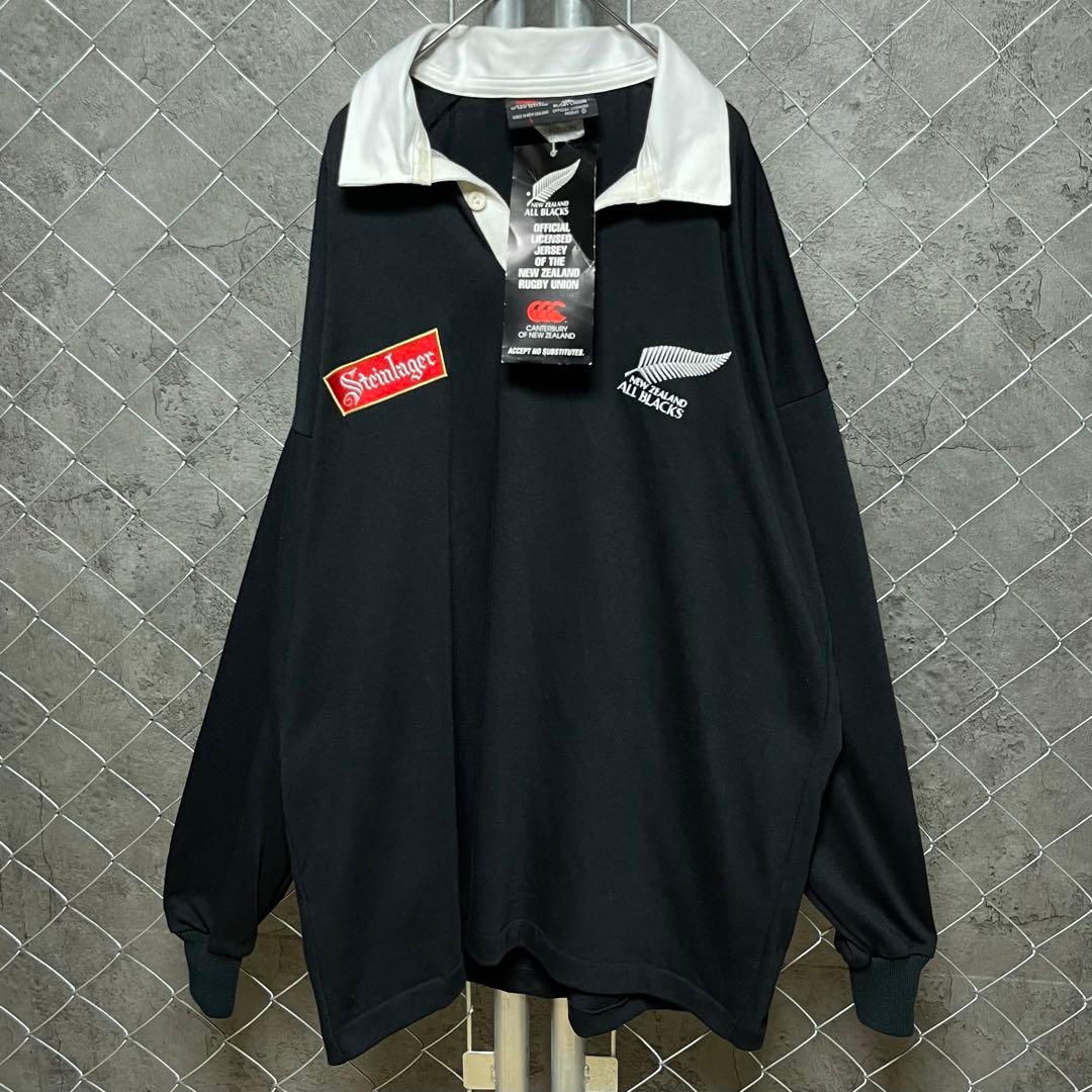 90's カンタベリー オールブラックス　デッドストック　ラガーシャツ Mサイズ