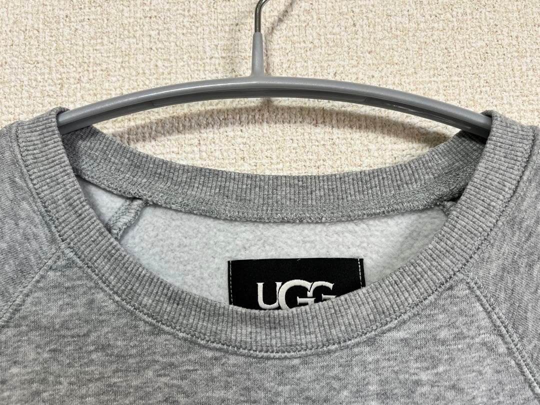 UGG ファーロゴ スウェット グレー ピンク 裏起毛 S