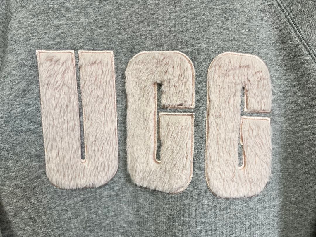 UGG ファーロゴ スウェット グレー ピンク 裏起毛 S