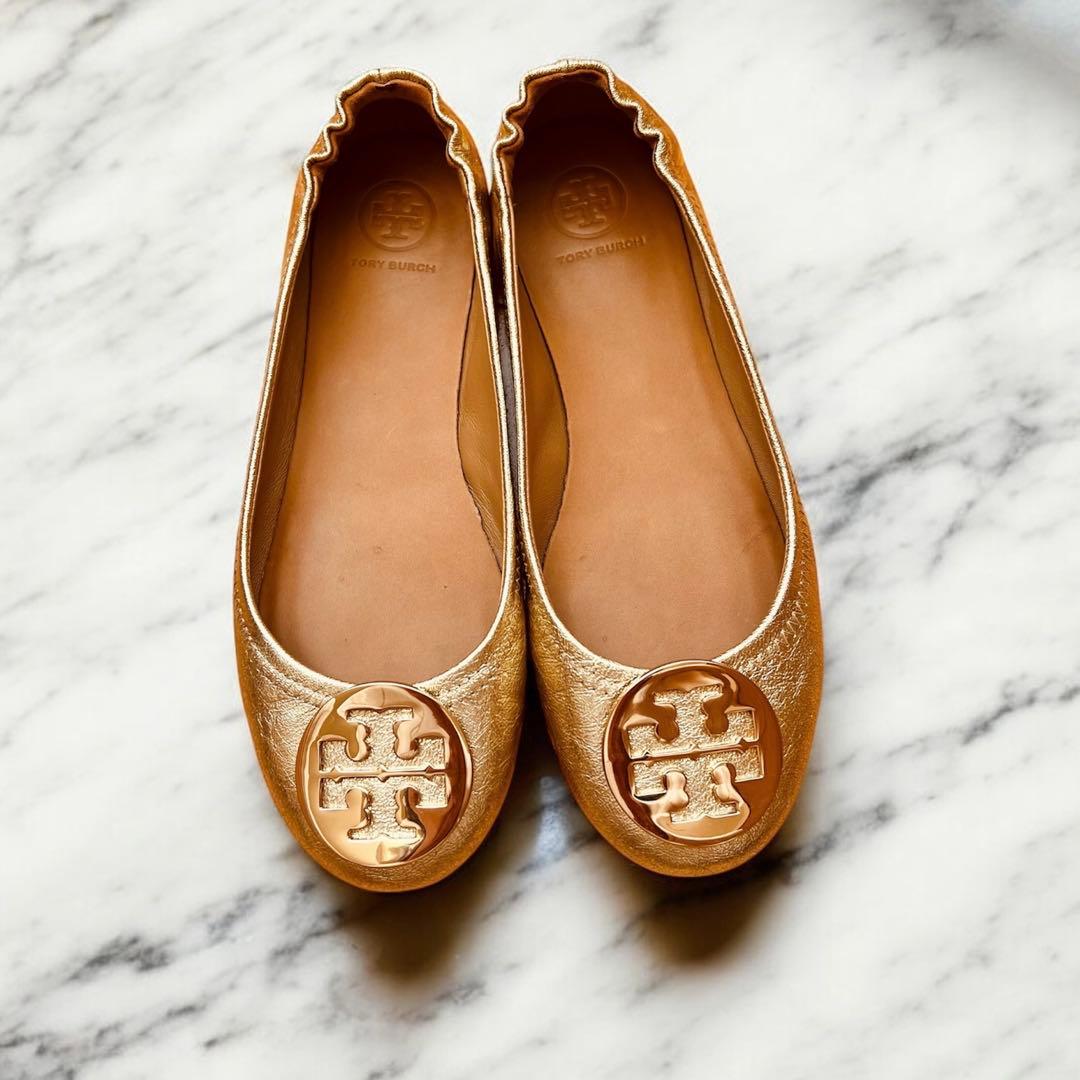 美品✨Tory Burch バレエシューズ　6.5 23.5㎝ ゴールド